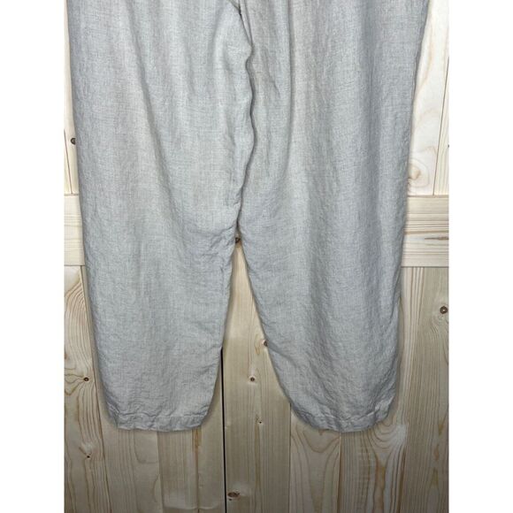 EILEEN FISHER BEIGE ORGANIC LINEN PULL ON ELASTIC WAIST WIDE LEG CROP PANTS XL - Picture 5 of 11